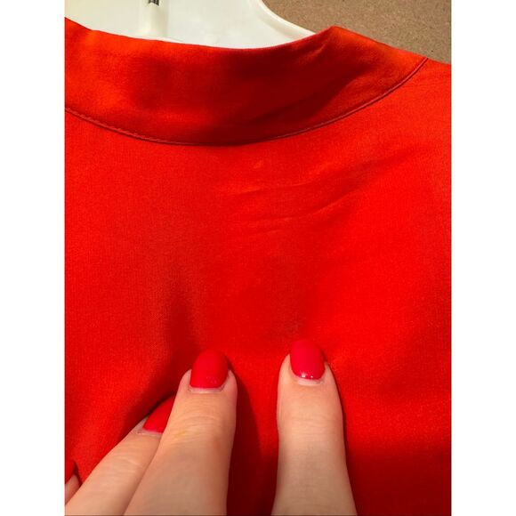 Frame Silk Button-Up in Tomato. MSRP: $428 *note small stain - Picture 12 of 13